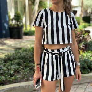 Striped Two-Piece Set – Black & White | Dress Day
